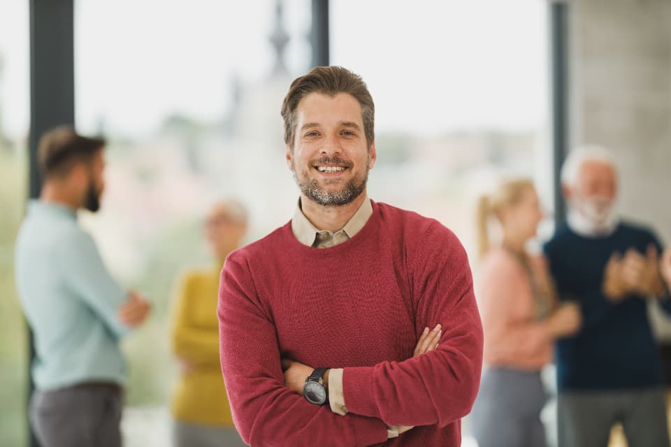 Person smiling during a video call